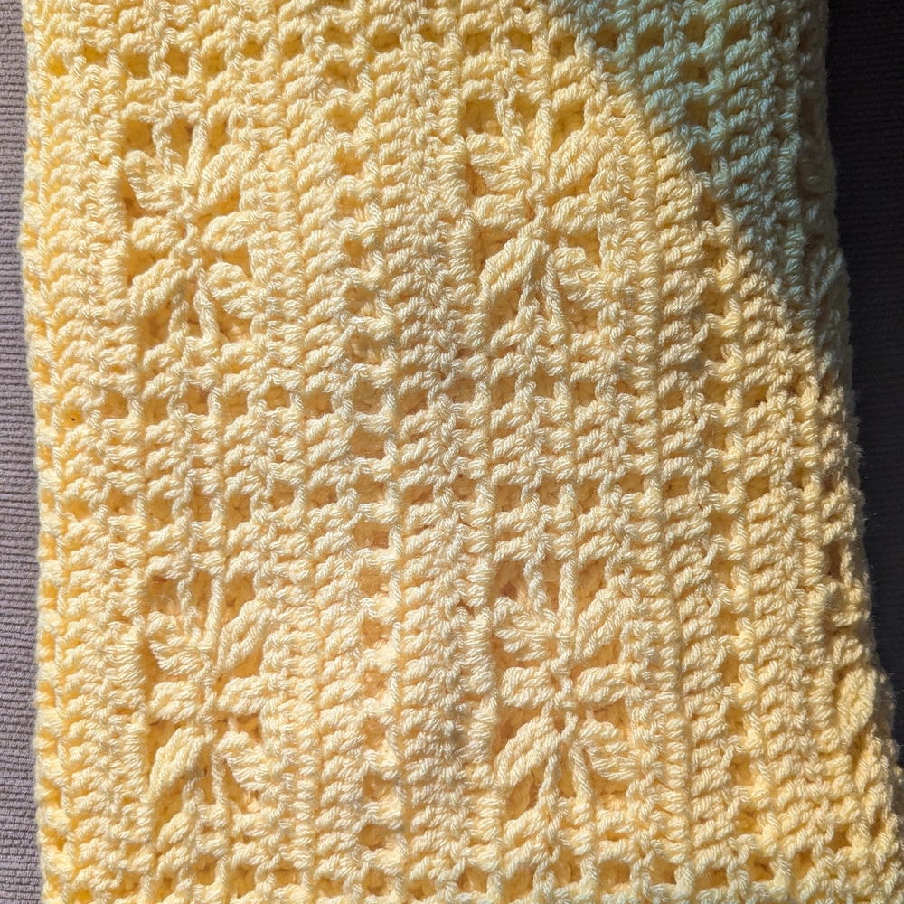 Yellow Crochet Knit Blanket